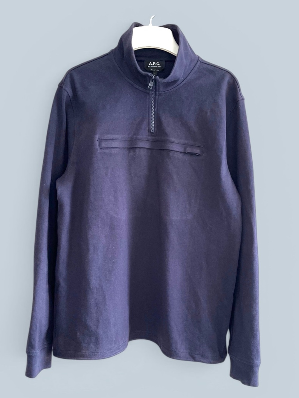 A.P.C. Belgrade Navy Turkish "Compact Cotton" Quarter Zip Sz L